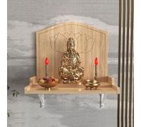 Joytar Tempio Pooja in legno, altare del Buddha a parete, tavolo dell'altare del santuario, per riporre oggetti per il culto e la preghiera(D,48 * 40 * 45cm)