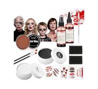 JOYTIX®Kit Trucco SFX Cera Cicatrici Sangue Finto Gel Palette Colori Viso Bianco Nero,Trucco Halloween Orrore per Ferite Spaventose Looks Zombie Scheletro,Accessori Festa Costume Adulti Bambini(Set B)