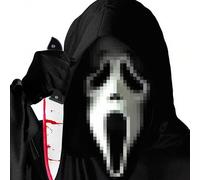 JOYTIX®Maschera da Fantasma Scream con Cappuccio e Coltello Macchiato di Sangue - Set Maschera EV Halloween per Adulti con Guanti - Accessorio Costume Horror per Feste dell'Orrore