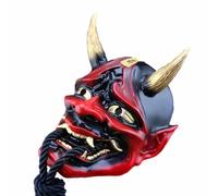 Joytopiaminds Ciondolo dipinto a forma di maschera di demone giapponese Hannya, in resina dipinta a mano, maschera vendicativa rossa per cosplay, Halloween e temi anime