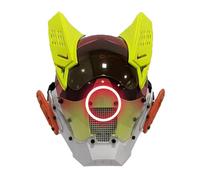 Joytopiaminds Future Punk Maschera Meccanica Full Face con luci LED, regolabile, Tech Cosplay Maschera con corna per Halloween, Cosplay e feste in costume