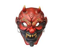 Joytopiaminds Maschera giapponese Tengu Yokai, dipinta a mano in resina rossa, maschera demoniaca a naso lungo, per cosplay, Halloween e temi anime