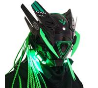 Joytopiaminds Maschera regolabile con luce LED e visiera, ricaricabile, per Halloween, feste a tema ed eventi anonimi