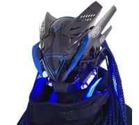 Joytopiaminds Maschera regolabile con luce LED e visiera, ricaricabile, per Halloween, feste a tema ed eventi anonimi