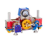 Joytopiaminds Stirling Engine Model Kit, motore orizzontale opposto a doppio cilindro con motore Stirling vuoto con uscita USB e voltmetro per visualizzazione esperimenti di scienze fisiche
