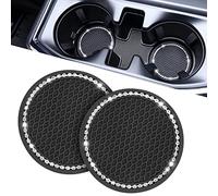 JOYTUTUS Supporto per bevande auto, sottobicchieri, universale, per auto, antiscivolo, per tazze da caffè, accessori per auto, 2 pezzi, nero/lucido (nero-2)