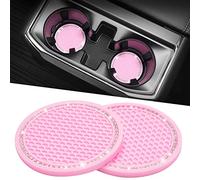 JOYTUTUS Supporto per bevande auto, sottobicchieri, universale, per auto, antiscivolo, per tazze da caffè, accessori per auto, 2 pezzi, nero/rosa