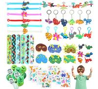 JOYUE Bomboniere per Feste Con Dinosauri 63 Pezzi Giocattoli Con Dinosauri, Bomboniere per Feste di Compleanno per Bambini, Inclusi Maschera da dinosauro Bracciali Portachiavi Tatuaggi Anelli