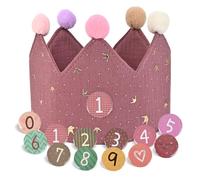 JOYUE Corona di Compleanno per Bambini, Corona Stoffa Compleanno con Numeri, Corona in Tessuto Compleanno Cappelli di Corona, Cappello da Festa di Compleanno per Ragazzi e Ragazze (Cremisi)