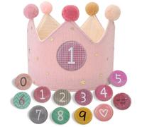 JOYUE Corona di Compleanno per Bambini, Corona Stoffa Compleanno con Numeri da 0