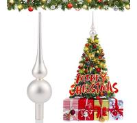 JOYUE Puntale per Albero di Natale 26 cm in Vetro, Cima Bianca, Christmas Tree Topper Decorazione Natalizia (Bianco)