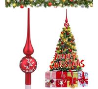 JOYUE Puntale per Albero di Natale 26 cm in Vetro, Cima Rossa Opaca, Christmas Tree Topper Decorazione Natalizia
