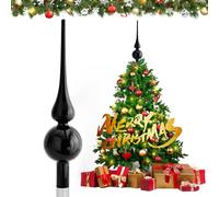 JOYUE Puntale per Albero di Natale, Cima Albero di Natale 26 cm Puntale Albero di Natale Vetro, Punta Albero di Natale Nero, Christmas Tree Topper Decorazione Natalizie (Nero)