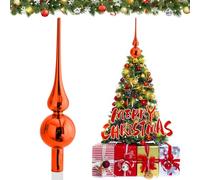 JOYUE Puntale per Albero di Natale, Cima Albero di Natale 26 cm Puntale Albero di Natale Vetro, Punta Albero di Natale Rosa, Christmas Tree Topper Decorazione Natalizie (Arancione)