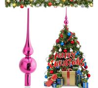 JOYUE Puntale per Albero di Natale, Cima Albero di Natale 26 cm Puntale Albero di Natale Vetro, Punta Albero di Natale Rosa, Christmas Tree Topper Decorazione Natalizie (Rosa)