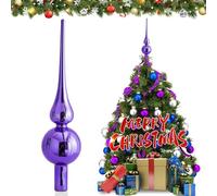 JOYUE Puntale per Albero di Natale, Cima Albero di Natale 26 cm Puntale Albero di Natale Vetro, Punta Albero di Natale Viola, Christmas Tree Topper Decorazione Natalizie (Viola)