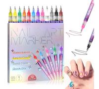 JOYVOVO Nails Art Drawing Tool 12 Pezzi Nail Art Pens Set, 2026 Pennarello per Nail Art Fai da Te Disegno Pittura Penna Liner per Casa Salone, Per Adulti Donne Principianti Asciugatura Rapida Nail Art