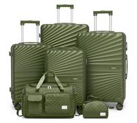 Joyway Set di bagagli 6 pezzi a guscio duro Leggero con 4 ruote e serratura TSA Il set di bagagli include 1 borsa da viaggio multifunzionale e 1 borsa da toilette Verde