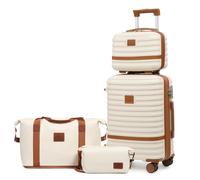 Joyway Set di valigie 4 pezzi a guscio duro con 4 ruote e chiusura TSA, il set di valigie contiene 1 astuccio per cosmetici, 1 borsa da viaggio e 1 borsa da toilette, Bianco
