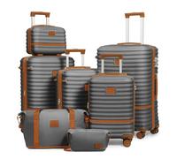 Joyway Set di valigie da viaggio 6 pezzi a guscio duro con beauty case custodia per cosmetici con 4 ruote e serratura TSA Il set di valigie contiene 1 borsa da viaggio e 1 borsa da toilette Grigio