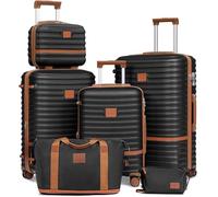 Joyway Set di valigie da viaggio 6 pezzi a guscio duro con beauty case custodia per cosmetici con 4 ruote e serratura TSA Il set di valigie contiene 1 borsa da viaggio e 1 borsa da toilette Nero