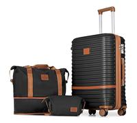 Joyway Set di valigie Rolling Suitcase Case ABS Hard Shell Expandable Trolley Suitcase Set con TSA Lock e 4 ruote gemelle Set di bagagli a mano include 1 borsa da viaggio e 1 borsa da toilette Nero