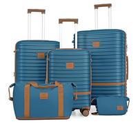 Joyway Valigia da viaggio rigida in ABS Set di valigie trolley espandibili con chiusura TSA e 4 ruote Il set di bagagli a mano contiene 1 borsa da viaggio e 1 vanity case Blu