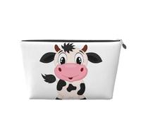 JOYXEONA Borsa da toilette da viaggio in pelle stampata con mucca di latte del fumetto, Argento, Taglia unica