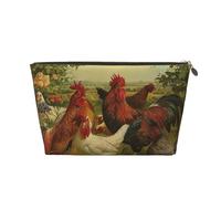 JOYXEONA Pochette da viaggio in pelle stampata con galline e fattoria, Oro, Taglia unica