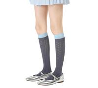 Joyxien 2 paia di calze da donna a righe verticali traspiranti e confortevoli per il tempo libero squisite calze floreali, Filo corrente ghiaccio R8638, Taglia unica