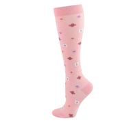 Joyxien 2 paia di calze elastiche per ciclismo, assorbimento del sudore, esercizio fisico, fitness, comfort elastico e squisite calze a pressione, Bottoni rosa, L-XL