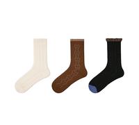 Joyxien 3 paia - Calzini da donna sottili da balletto senza osso, con fiocco, casual e versatili, a metà polpaccio, R8984 Parole pacifiche della stagione primaverile, Taglia unica