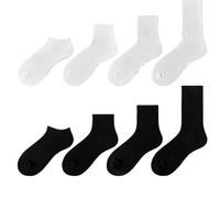 Joyxien 4 paia - Calzini lunghi da uomo in puro cotone sottile con fondo in asciugamano delicato a metà tubo sportivo confortevole, 4 bianco [4 lunghezze], Taglia unica