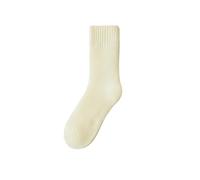 Joyxien 5 paia - calzini caldi invernali in tinta unita spazzolati, con passante a metà tubo dopo il parto calzini di media lunghezza, Beige, Taglia unica