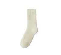 Joyxien 5 paia - calzini caldi invernali in tinta unita spazzolati, con passante a metà tubo dopo il parto calzini di media lunghezza, Beige 1., Taglia unica