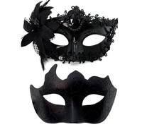 JoyxTlzfqr Maschere Veneziana, Mascherata Maschera Halloween Maschera per Donna Uomo Mascheras da Ballo Carnevale Masquerade Festa Vesti gli Accessori per Halloween, Carnevale, Cosplay, Feste(Nero) L