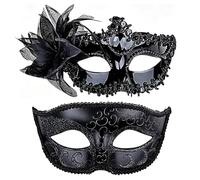 JoyxTlzfqr Maschere Veneziana, Mascherata Maschera Halloween Maschera per Donna Uomo Mascheras da Ballo Carnevale Masquerade Festa Vesti gli Accessori per Halloween, Carnevale, Cosplay, Feste(Nero) K