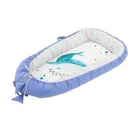 Joyz Nido per Neonati Blu Scuro Balena 90x50 cm Cotone Bifacciale Ipoallergenico Portatile Nido Multifunzionale per Bambini Nido di Coccole da Viaggio Riduttore Neonato Bozzolo per Lettino Culla