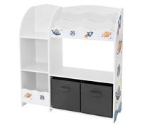 Joyz Scaffale per Bambini 93 x 30 x 98 cm Libreria con Ripiani Organizzatore per Giocatoli con 2 Scatole per Stoccaggio Mobiletto per la Stanzina dei Bambini Design con Tematica Spaziale
