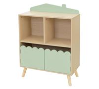 Joyz Scaffale per Bambini con 3 Scomparti Libreria in Legno 60x30x82 cm Verde Naturale Mobiletto Portaoggetti a Forma di Casa Armadietto Verticale Colonna Organizer per Cameretta