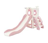 Joyz Scivolo 3 in 1 per Bambini, Bianco Rosa, con Canestro da Basket, Torre Giochi con Scale, Scivolata da Interno ed Esterno, Giocattolo per Bimbi dai 3 Anni, Struttura Gioco da Giardino