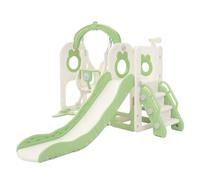 Joyz Scivolo e Altalena per Bambini 5 in 1, Parco Giochi Interno ed Esterno, con Scala da Arrampicata, Canestro da Basket e Telescopio, Centro Attività, Set da Gioco con Scivolo Verde Chiaro da 3 Anni
