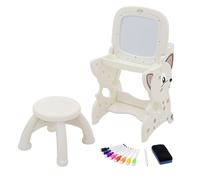 Joyz Tavolo da Disegno 3in1 a Doppia Faccia, Bianco, con Sgabello e Accessori, Lavagna LCD e Magnetica, Cavalletto con Ripiano per Bambini, Tavolino da Pittura e attività di Apprendimento
