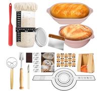 Joyzan 17 pezzi Kit per pasta madre, 22,9 cm rotondo 27,9 cm in silicone ovale per lievitazione lievitazione con pasta acida da 680,4 g, accessori per la preparazione del pane, accessori per la