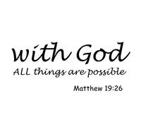 Joyzan Adesivo Murale Cristiano, Adesivi con Dio Tutte Cose Sono Possibili Religioso Versetto Biblico Proverbi Rimovibile Arte Poster per Camera da Letto Soggiorno Bambini Ufficio Decorazione Chiesa