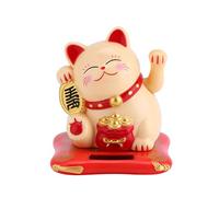 Joyzan Maneki Neko, Simpatico che Agita il Braccio Mobile ad Energia Solare Saluta Buona Fortuna Ricchezza Gatti di Benvenuto Esposizione Feng Shui Mano Tremante per la Casa Decorazione Auto(Giallo)