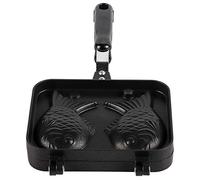 Joyzan Padella per Waffle a Forma di Pesce Antiaderente in Acciaio Inossidabile, Design Tradizionale, Nero