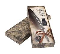 Joyzan Quill Pen Set, Penna Stilografica con Piuma per Calligrafia Inglese 6 Pennini di Ricambio della Piuma d'oca Antica kit Set d'Oca Scrittura Antico Base Pennino Fluida Disegno Calligrafico Rosso