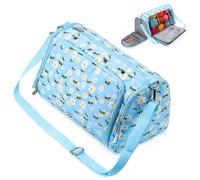 JOZEA Borsa per lavoro a maglia per uncinetto, organizer portatile con scomparti singoli per trasportare progetti incompiuti, Ape blu (conservazione della lana), moderno