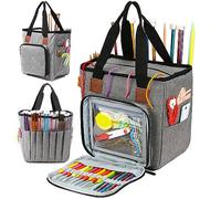 JOZEA Borsa per progetti a maglia, organizer per filati, uncinetti, ferri da maglia, borsa per lavori a maglia (grigio avanzato)